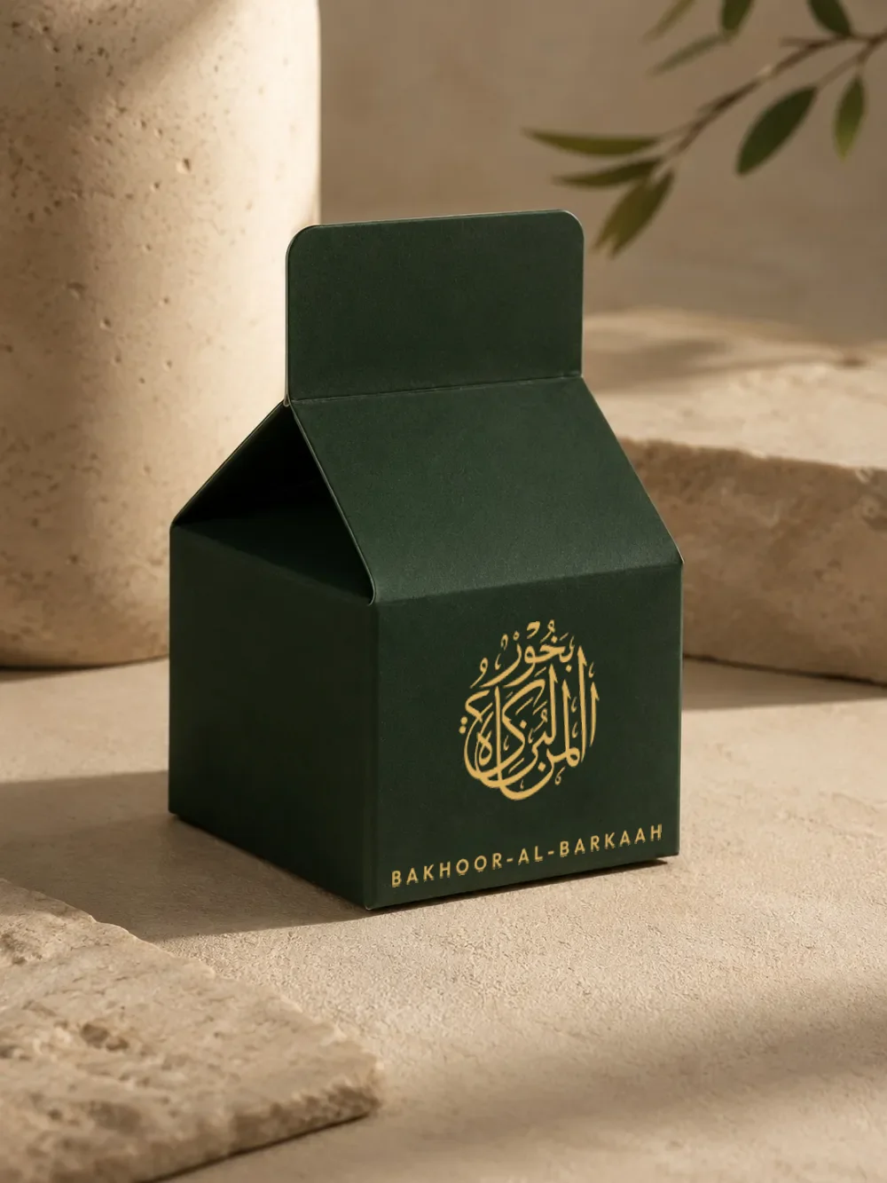 Bakhoor Al Barkaah box beside a smoking resin bowl